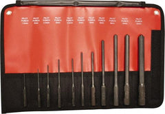 Mayhew - 11 Piece, 1.5 to 12mm, Pilot & Pin Punch Set - Hex Shank, Steel, Comes in Kit Bag - Makers Industrial Supply