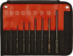 Mayhew - 9 Piece, 1.5 to 8mm, Pin & Pilot Punch Set - Hex Shank, Steel, Comes in Kit Bag - Makers Industrial Supply