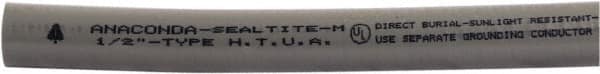 Anaconda Sealtite - 1-1/2" Trade Size, 50' Long, Flexible Liquidtight Conduit - Galvanized Steel & PVC, 1-1/2" ID, Gray - Makers Industrial Supply