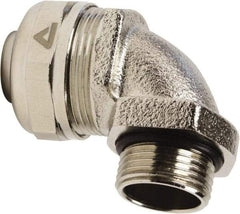 Anaconda Sealtite - 32mm Trade, Nickel Plated Brass Threaded 90° Liquidtight Conduit Connector - Partially Insulated - Makers Industrial Supply
