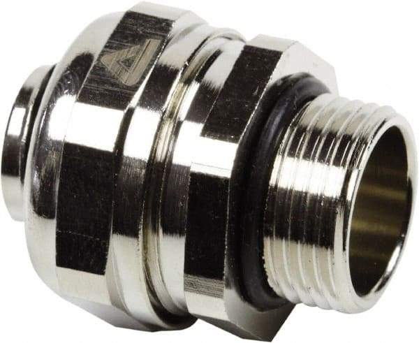 Anaconda Sealtite - 16mm Trade, Nickel Plated Brass Threaded Straight Liquidtight Conduit Connector - Partially Insulated - Makers Industrial Supply