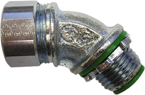 Anaconda Sealtite - 3/4" Trade, Zinc Plated Steel Threaded 45° Liquidtight Conduit Connector - Insulated - Makers Industrial Supply