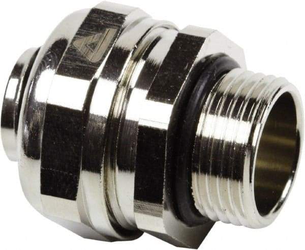 Anaconda Sealtite - 3/8" Trade, Nickel Plated Brass Threaded Straight Liquidtight Conduit Connector - Partially Insulated - Makers Industrial Supply