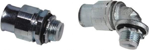 Anaconda Sealtite - 1-1/2" Trade, Zinc Plated Steel Threaded 90° Liquidtight Conduit Connector - Insulated - Makers Industrial Supply