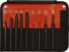 Mayhew - 9 Piece, 9/32 to 5/32", Pin Punch Set - Hex Shank, Steel, Comes in Kit Bag - Makers Industrial Supply