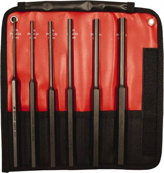 Mayhew - 6 Piece, 3 to 10mm, Pin Punch Set - Hex Shank, Steel, Comes in Kit Bag - Makers Industrial Supply