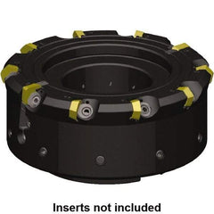 Kennametal - 8 Inserts, 80mm Cutter Diam, 1.09mm Max Depth of Cut, Indexable High-Feed Face Mill - 27mm Arbor Hole Diam, 49.97mm High, KCFM Toolholder, HDHN07008SR, SDHN1204ZZSN4W Inserts, Series KCFM - Makers Industrial Supply