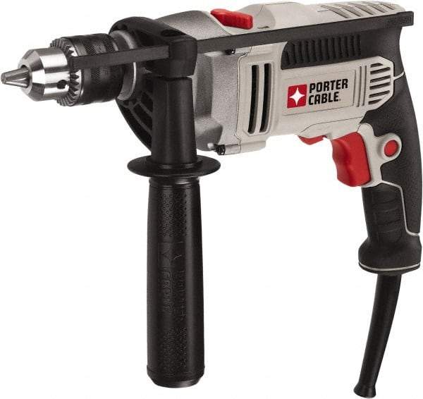 Porter-Cable - 120 Volt 1/2" Keyed Chuck Electric Hammer Drill - 0 to 57,000 BPM, 0 to 3,100 RPM, Reversible - Makers Industrial Supply