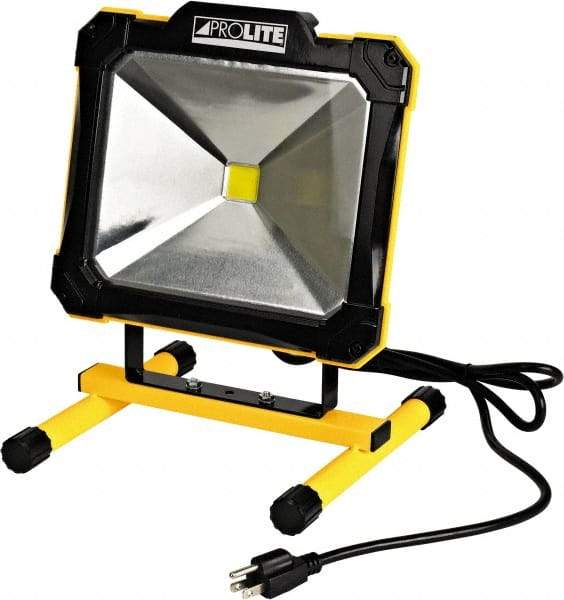 Value Collection - 120 Volt, 50 Watt, Electric, LED Portable Floor Work Light - 6' Cord, 1 Head, 5,000 Lumens, Aluminum - Makers Industrial Supply