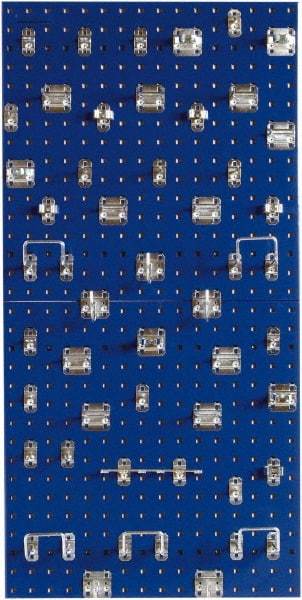 Triton - 24" Wide x 24" High Peg Board Kit - 2 Panels, 46 Hooks, Steel with Epoxy Coating, Blue - Makers Industrial Supply