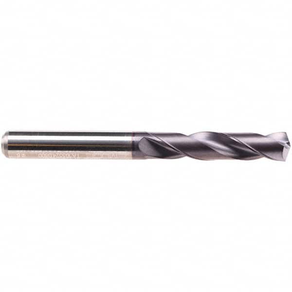 Emuge - 11.25mm 140° Spiral Flute Solid Carbide Screw Machine Drill Bit - TiAlN Finish, Right Hand Cut, 55mm Flute Length, 102mm OAL, Four Facet Point, Straight Shank - Makers Industrial Supply