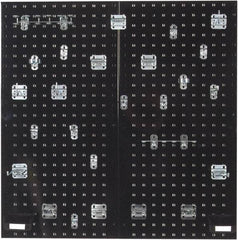 Triton - 18" Wide x 36" High Peg Board Kit - 2 Panels, 28 Hooks, Steel with Epoxy Coating, Black - Makers Industrial Supply