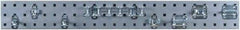 Triton - 4-1/2" Wide x 36" High Peg Board Strip - 1 Panel, 8 Hooks, Steel with Epoxy Coating, Silver - Makers Industrial Supply