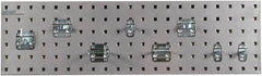 Triton - 9" Wide x 21-1/2" High Peg Board Strip - 1 Panel, 8 Hooks, Steel with Epoxy Coating, Silver - Makers Industrial Supply