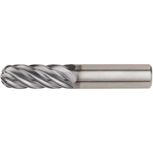 Kennametal - 1/2" Diam, 1-1/2" LOC, 6 Flute Solid Carbide Ball End Mill - AlTiN Finish, Single End, 3-1/2" OAL, 1/2" Shank Diam - Makers Industrial Supply