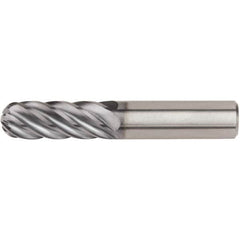 Kennametal - 1/2" Diam, 1-1/2" LOC, 6 Flute Solid Carbide Ball End Mill - AlTiN Finish, Single End, 3-1/2" OAL, 1/2" Shank Diam - Makers Industrial Supply