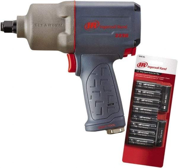 Ingersoll-Rand - 1/2" Drive, 8,500 RPM, 930 Ft/Lb Torque Impact Wrench Set - Pistol Grip Handle, 1,220 IPM, 90 psi, 1/4" NPT Inlet - Makers Industrial Supply