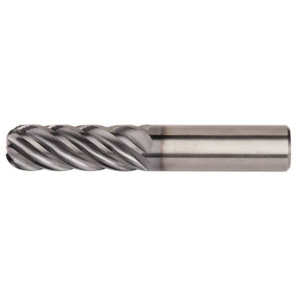 Kennametal - 1/2", 6 Flute, Single End, Solid Carbide, 0.06" Corner Radius End Mill - 3" OAL, 38° Helix, Right Hand Flute, 1" LOC, Right Hand Cut - Makers Industrial Supply