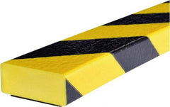 PRO-SAFE - 39" Long, Polyurethane Foam Type D Surface Guard - Black/Yellow, 1" High x 2" Wide Side - Makers Industrial Supply