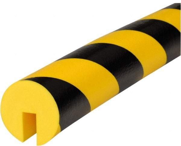 PRO-SAFE - 39" Long, Polyurethane Foam Type B+ Edge Guard - Black/Yellow, 1" High x 2" Wide Side - Makers Industrial Supply