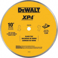 DeWALT - 10" Diam, 15.88mm Arbor Hole Diam, Continuous Edge Tooth Wet & Dry Cut Saw Blade - Steel, Smooth Action, Standard Round Arbor - Makers Industrial Supply