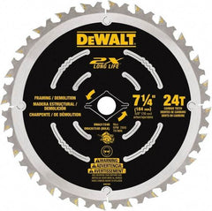 DeWALT - 7-1/4" Diam, 15.88mm Arbor Hole Diam, 48 Tooth Wet & Dry Cut Saw Blade - Steel, Framing Action, Standard Round Arbor - Makers Industrial Supply