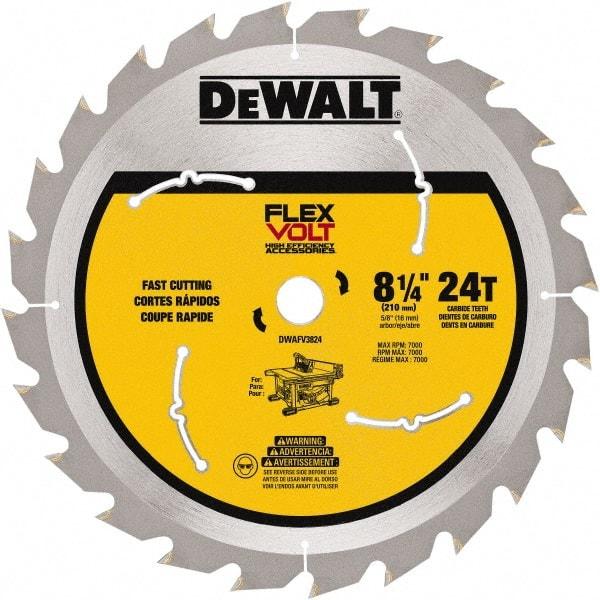 DeWALT - 8-1/4" Diam, 15.88mm Arbor Hole Diam, 24 Tooth Wet & Dry Cut Saw Blade - Steel, Smooth Action, Standard Round Arbor - Makers Industrial Supply