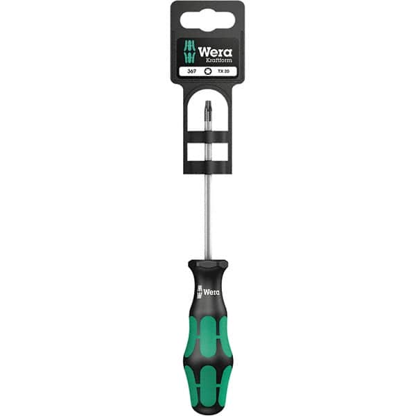 Wera - T10 Torx Driver - 3-1/8" Blade Length, 12-13/64" OAL, Ergonomic Handle, Chrome Plated Steel - Makers Industrial Supply