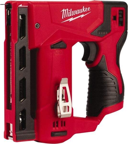 Milwaukee Tool - Battery Crown Stapler - 3/8" Staples, Red & Black - Makers Industrial Supply