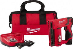 Milwaukee Tool - Battery Crown Stapler - 3/8" Staples, Red & Black - Makers Industrial Supply