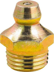 lumax - Straight Head Angle, M10x1 Metric Steel Grease Fitting Adapter - 11mm Hex, 0.63" Overall Height, 1/4" Shank Length - Makers Industrial Supply