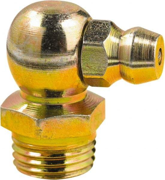 lumax - 90° Head Angle, M8x1 Metric Steel Grease Fitting Adapter - 10mm Hex, 3/4" Overall Height, 0.22" Shank Length - Makers Industrial Supply