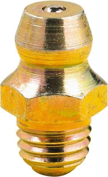 lumax - Straight Head Angle, M8x1 Metric Steel Grease Fitting Adapter - 9mm Hex, 0.63" Overall Height, 1/4" Shank Length - Makers Industrial Supply