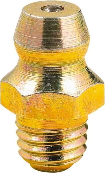 lumax - Straight Head Angle, M6x1 Metric Steel Grease Fitting Adapter - 7mm Hex, 0.6" Overall Height, 1/4" Shank Length - Makers Industrial Supply