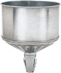 lumax - 256 oz Capacity Steel Funnel - 9-1/2" Mouth OD, 1-1/4" Tip OD, 3-3/4" Straight Spout, Silver - Makers Industrial Supply