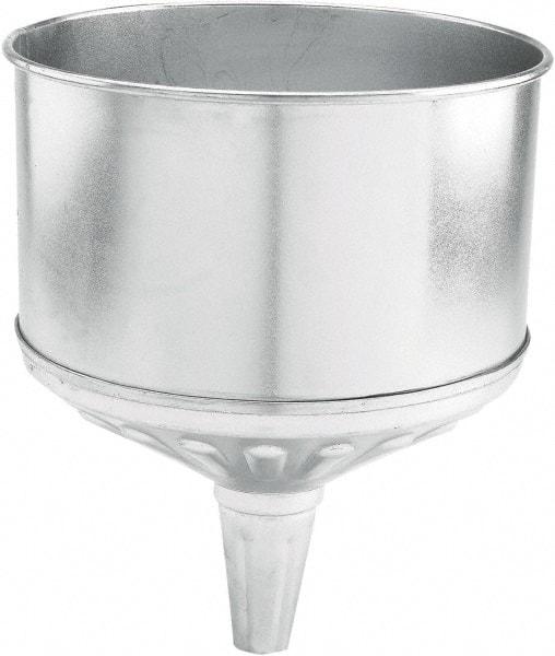 lumax - 256 oz Capacity Steel Funnel - 9-1/2" Mouth OD, 1-1/4" Tip OD, 3-3/4" Straight Spout, Silver - Makers Industrial Supply