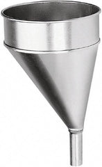 lumax - 204 oz Capacity Steel Funnel - 8-1/2" Mouth OD, 1-1/8" Tip OD, 3-1/4" Straight Spout, Silver - Makers Industrial Supply