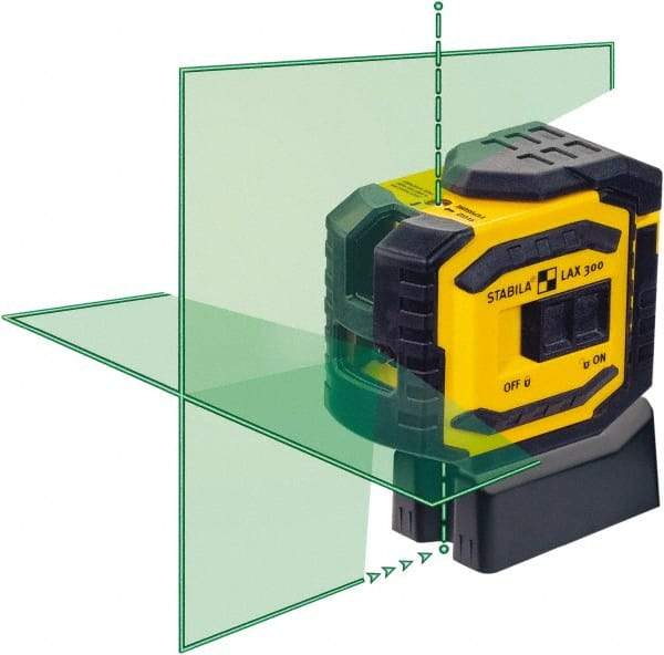 Stabila - 4 Beam 60' Max Range Cross Line & Plumb Points - Green Beam, 3/32" at 30' Accuracy, 1828.8mm Long, Battery Included - Makers Industrial Supply