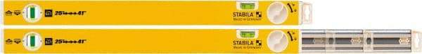 Stabila - 2 Vial, 41" Long, Aluminum Expandable Level - Yellow, 2" Wide, (1) Level & (1) Plumb Vials - Makers Industrial Supply