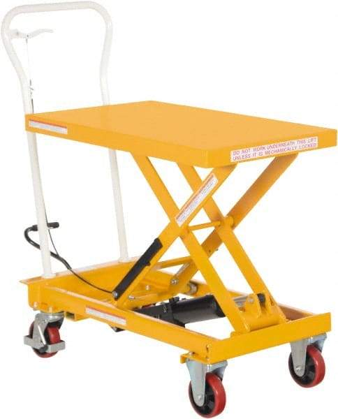 Vestil - 550 Lb Capacity Manual Scissor Elevating Cart - 12-1/2" to 36-1/8" Lift Height, 32-3/4" Platform Length x 19-3/4" Platform Width - Makers Industrial Supply