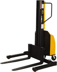 Vestil - 1,500 Lb Capacity, 98" Lift Height, Battery Powered Stacker - 2" Lowered Height, 36" Fork Length, 45" Overall Width - Makers Industrial Supply