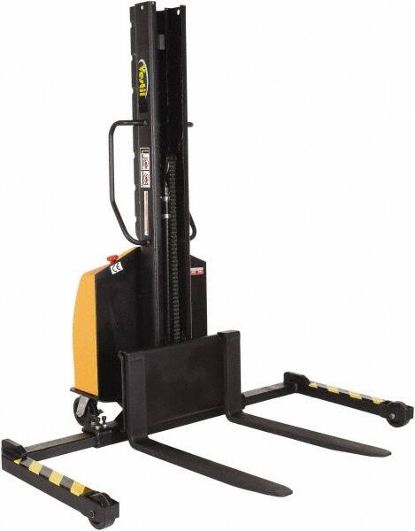 Vestil - 1,500 Lb Capacity, 63" Lift Height, Battery Powered Stacker - 2" Lowered Height, 36" Fork Length, 29-1/2" Overall Width - Makers Industrial Supply