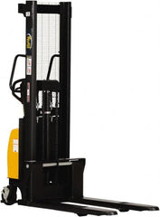 Vestil - 2,000 Lb Capacity, 63" Lift Height, Battery Powered Stacker - 3-3/8" Lowered Height, 42" Fork Length, 26-3/4" Overall Width - Makers Industrial Supply