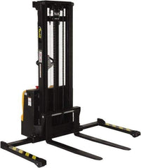 Vestil - 2,200 Lb Capacity, 125" Lift Height, Battery Powered Stacker - 2-1/8" Lowered Height, 42" Fork Length, 50" Overall Width - Makers Industrial Supply