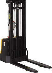 Vestil - 2,200 Lb Capacity, 118" Lift Height, Battery Powered Stacker - 3-3/8" Lowered Height, 42" Fork Length, 30" Overall Width - Makers Industrial Supply