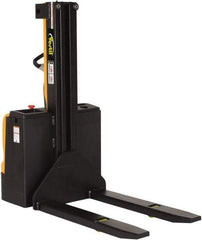 Vestil - 2,200 Lb Capacity, 62" Lift Height, Battery Powered Stacker - 3-3/8" Lowered Height, 42" Fork Length, 32" Overall Width - Makers Industrial Supply