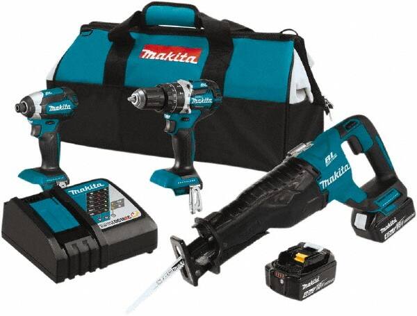 Makita - 18 Volt Cordless Tool Combination Kit - Includes Hammer Drill, Impact Driver & Circular Saw, Lithium-Ion Battery Included - Makers Industrial Supply