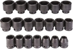 Proto - 20 Piece 3/4" Drive Black Finish Impact Socket Set - 6 Points, 5/8" to 2" Range, Inch Measurement Standard - Makers Industrial Supply