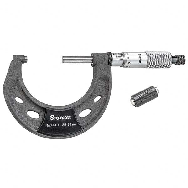 Starrett - Mechanical Outside Micrometers Minimum Measurement (mm): 25.00 Maximum Measurement (mm): 50.00 - Makers Industrial Supply