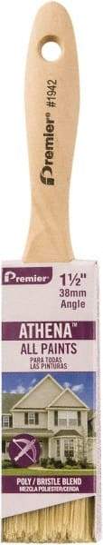 Premier Paint Roller - 1-1/2" Flat Polyester/Natural General Purpose Paint Brush - 2-1/4" Bristle Length, 5" Wood Beavertail Handle - Makers Industrial Supply